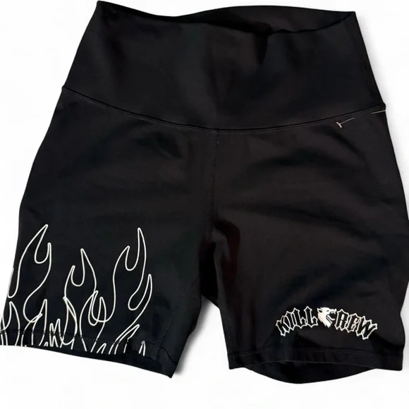 Authentic Kill Crew Women's Black Bike Shorts with White Flame Accents - Picture 1 of 3